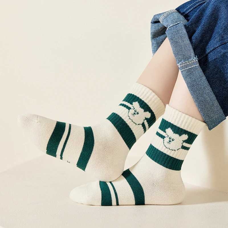 5Pairs Autumn CHIldren Sports SOCKS Fashion Stripe Kids Middle Tube Sock Baby Cotton SOCKS 1-12Year Boys Girls Footwear G251124