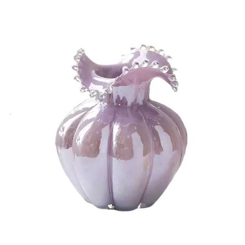 Modern Simple Glass Vase Creative Living Room Decor Light Luxury Furniture Handmade Vases Dining Room Table Vase Size 18x24cm C251124