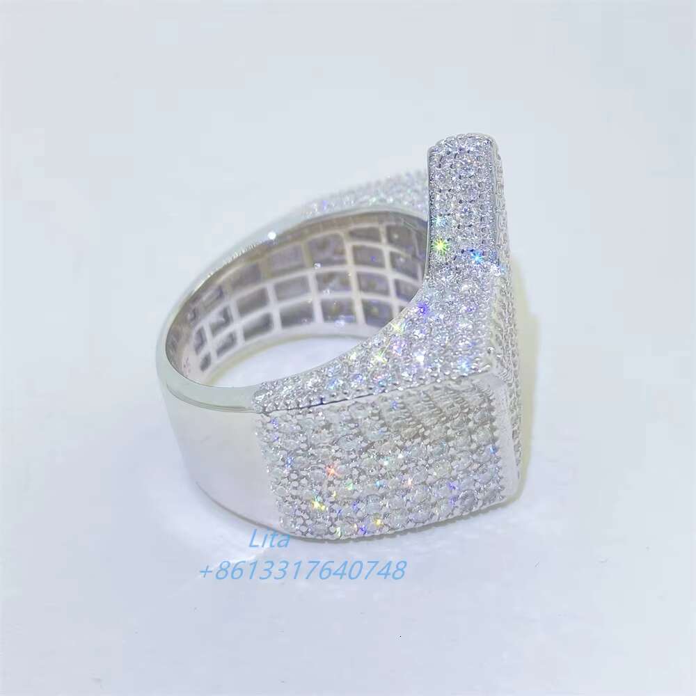 Ready to Ship Bling Star Ring baguette Cut Diamond Moissanite Ring Hip Hop Iced Out Mens Rings