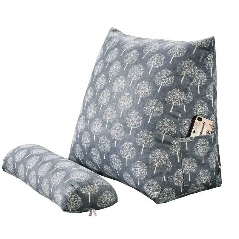 2025 new cotton and linen printed triangular cushion cylindrical pillow core triangular backrest triangular throw pillow medium G251124