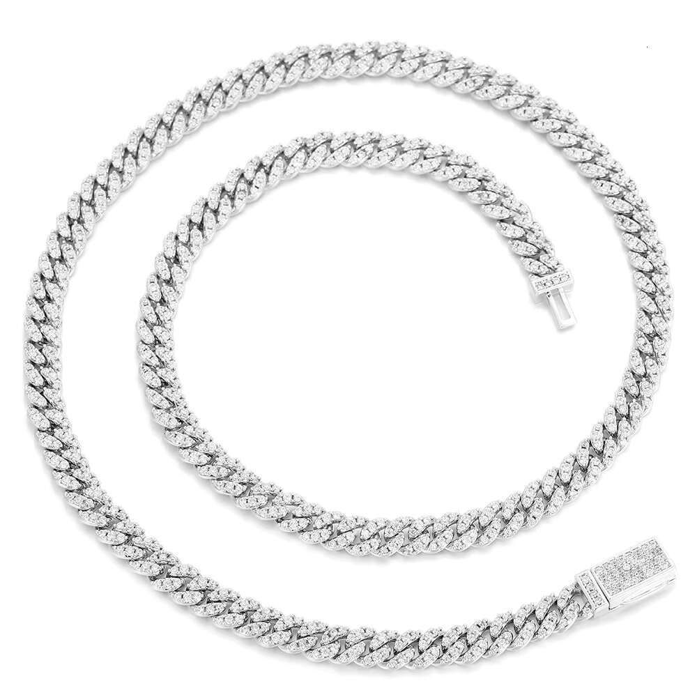 6mm 1 Row Hip Hop Iced Out CZ Zircon Collar De Cadena Cubana Eslabones Cubano Necklace Miami Cuban Link Chain for Men Women