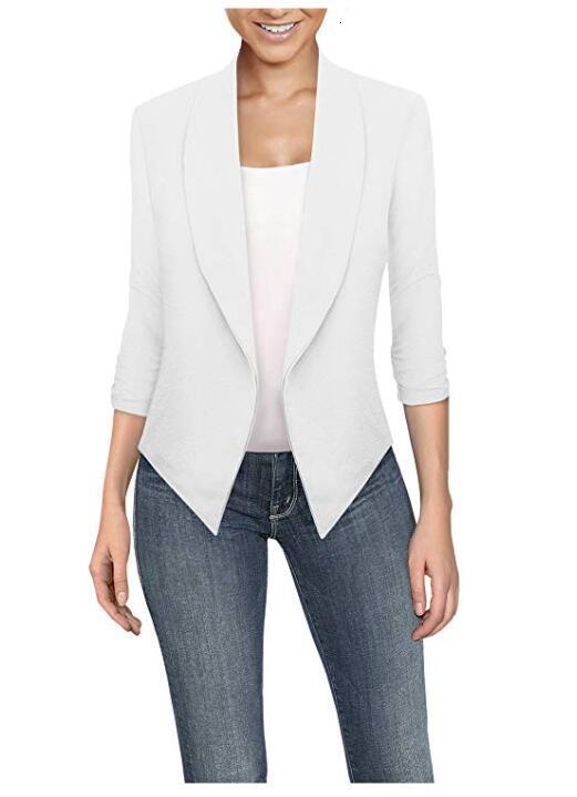2019 new spring and summer long sleeve solid color cardigan irregular hem Blazer