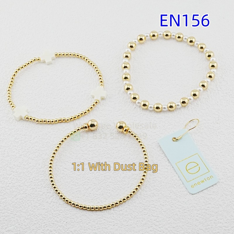 1:1 E-Newton Brand Gold Beaded Cross Bracelet Jewelry Bijoux de Luxe Birthday Christmas Gift EN156