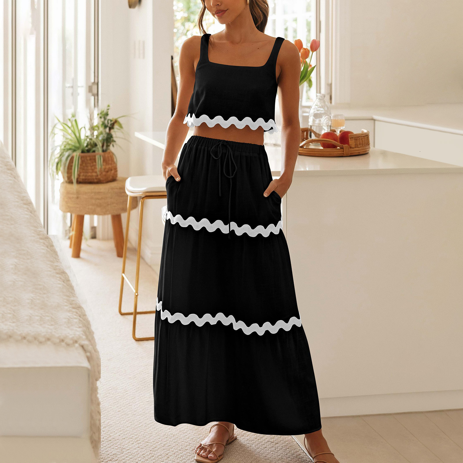 2024 Spring/Summer New Sleeveless Dress Set