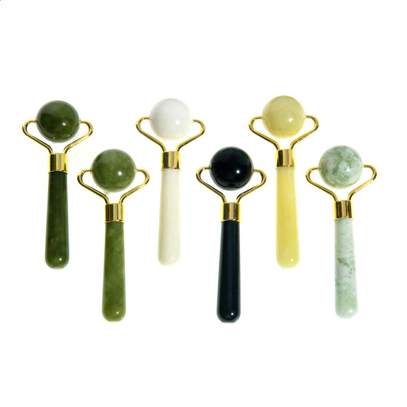 Natural Jade Ball Face Roller Gua Sha Scraper Massager Facial Eye Beauty Massager Roller Face Wrinkle Remover Skin Care 250423
