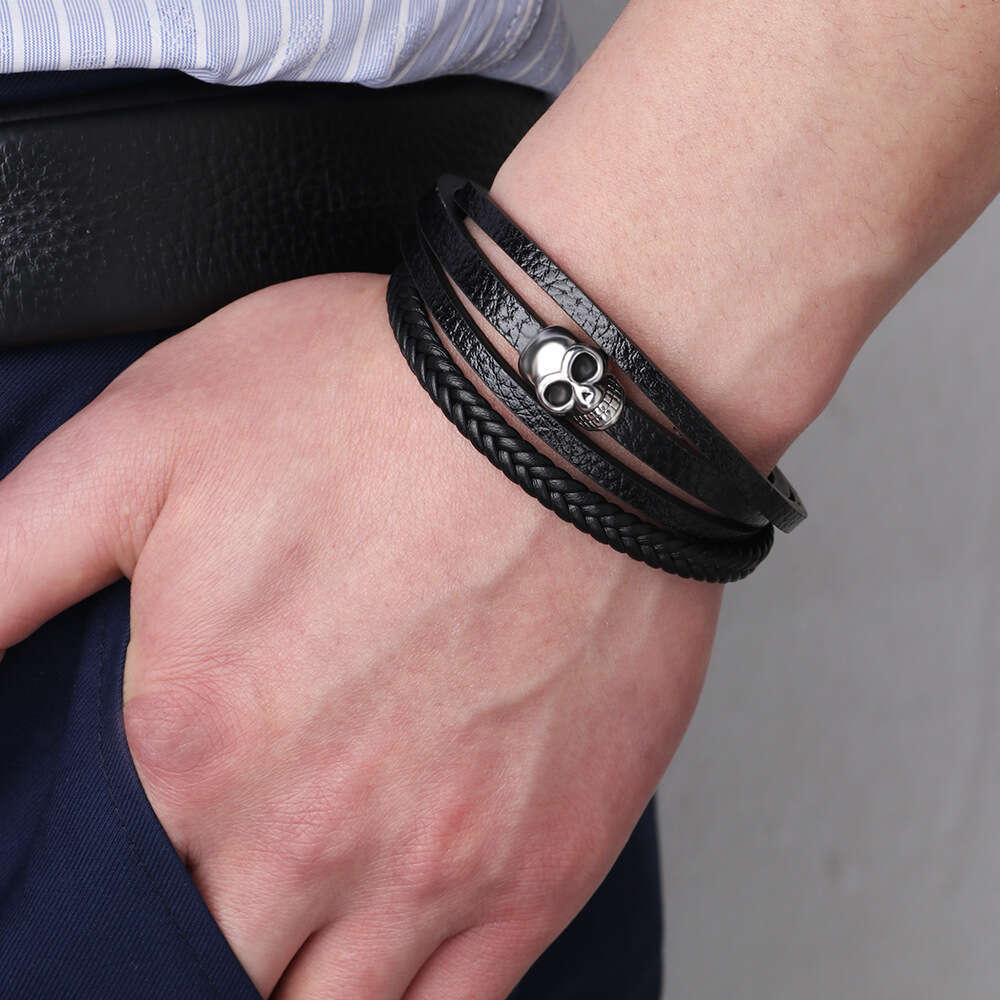 Explosive Punk Style Evil Alloy Magnetic Buckle Skull Head Bracelet