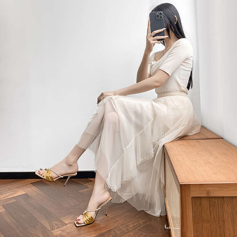 Woman Sandals New Slippers Xia Butterfly Bow Water Diamond Sandals Women Slim With Exposed Toes Cool Slippers Fairy Style High Heels For Women