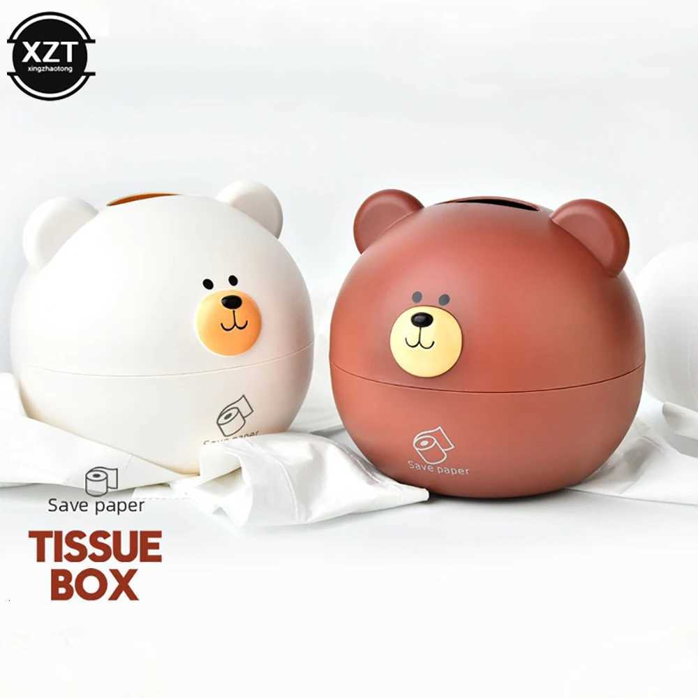 Cute Bear Tissue Box Nordic Roll Paper Pumping Paper Storage Round Container Towel Napkin Holder Remote Control Living Room CarM251124