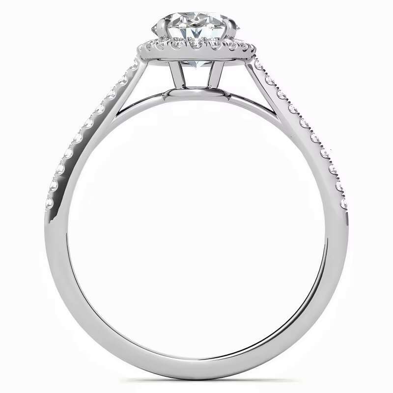 PYQ Womens 925 Sterling Silver Engagement Halo Ring 1ct-2ct Oval Cut Moissanite Jewelry