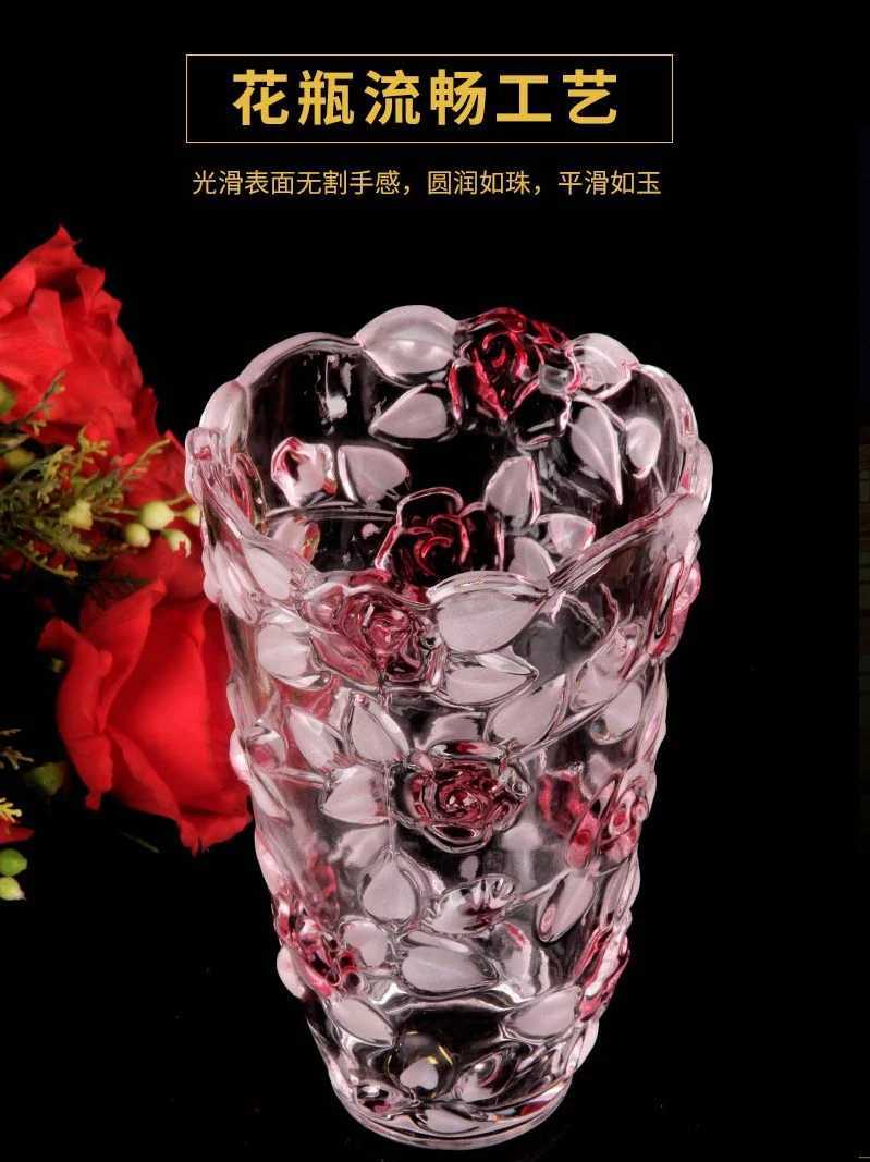 Light luxury crystal glass rose vase European-style hydroponic plant rich bamboo flower ware Countertop coffee table living room C251124