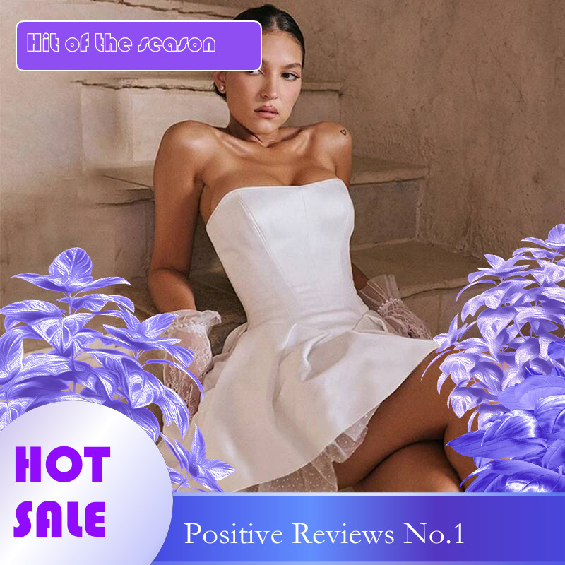 Dongdumaoyi Townlike Bow Waist Wrap A Line Dress Women Strapless Mini Summer Elegant Double Layer Sexy Party Dresses With Lining
