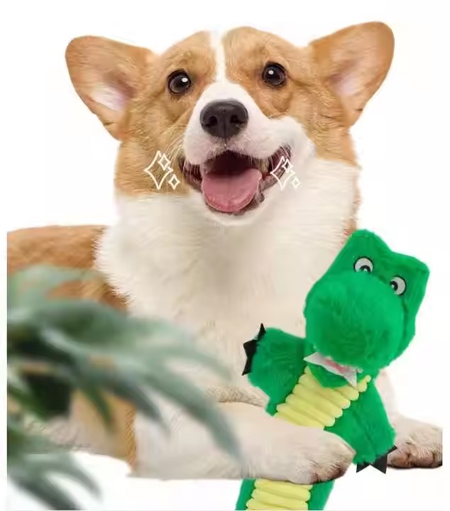 Dog Tug Toys, No Stuffed Animal Dog Chew Toy, Cute Puppy Squeaky Dogs Plush Toys with Crinkle Paper for Small, Medium, Large Breed Dog Supplies E43