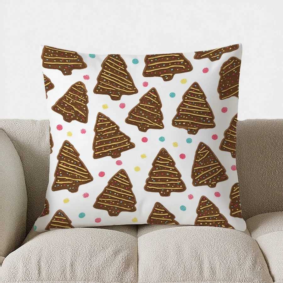 Christmas-Themed Patchwork Pattern throw pillow cover with short plush print for living room sofa decoration cushion cover G251124