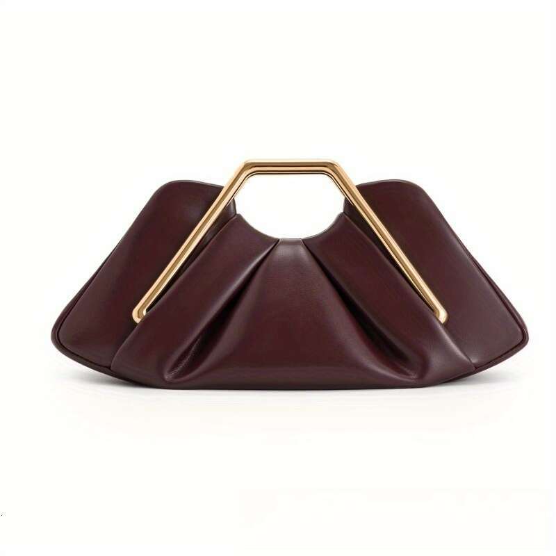 Women's Top-Grain Retro Cloud Handbag Golden-Tone Hardware & Detachable Strap, Pleated Zippered Evening Clutch/Wallet-Pouch /Beige/Black Large Lu