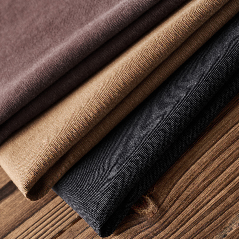 Men's Threaded Long Sleeved Pure Cotton Men's T-Shirt Trend Gradient Color Loose Autumn Round Neck Top Base Shirt luanyun