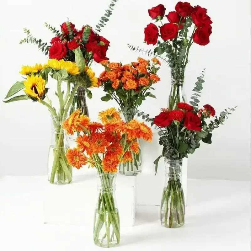 Nordic Transparent Plastic Vase Flower Arrangement Container Creative Hydroponic Plant Flower Vases Home Living Room Desk Decor C251124