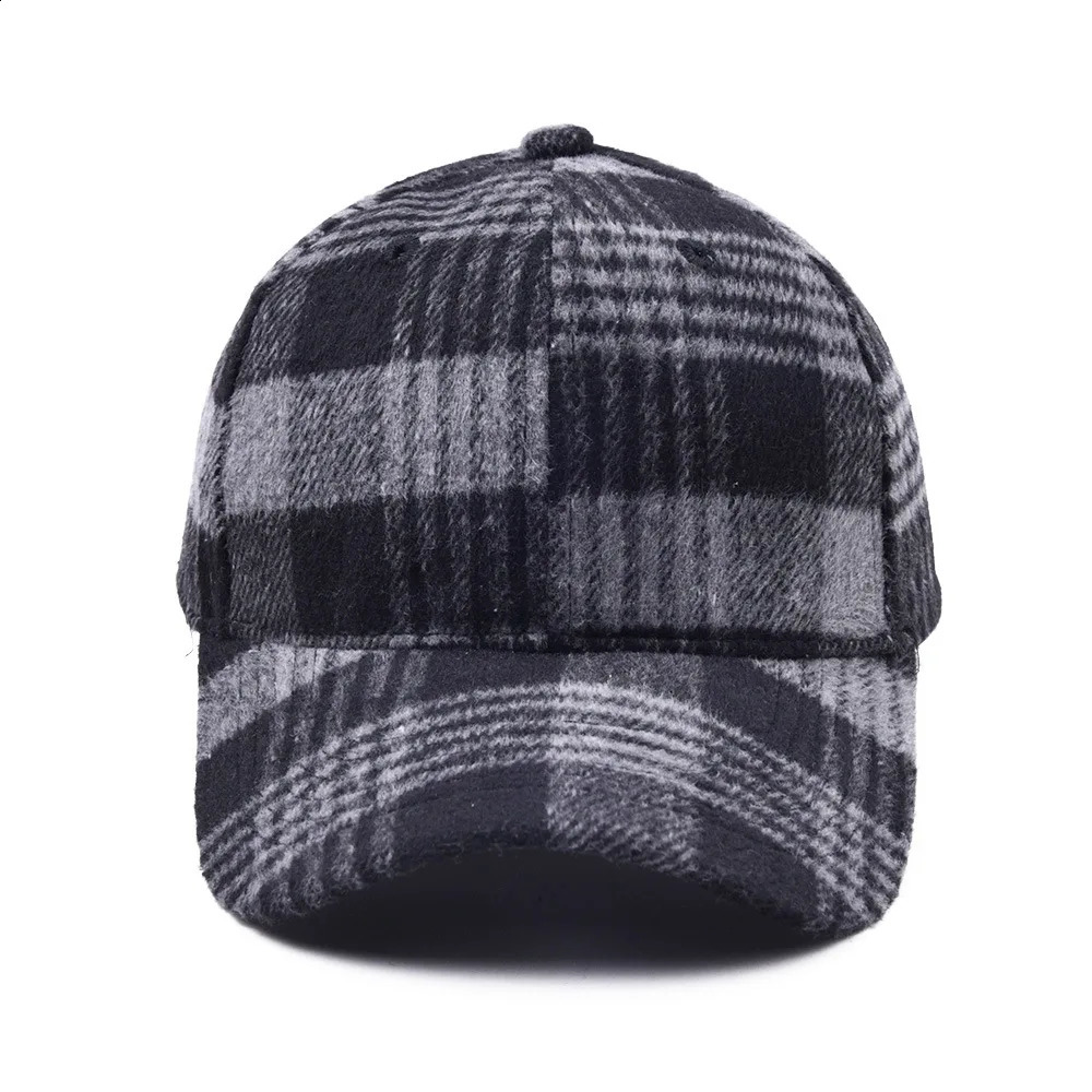 Winter Fleece Plaid Baseball Caps For Women Casual Outdoor Keep Warm Adjustable Hat Boys And Girls Hip Hop Bone Gorras 250321