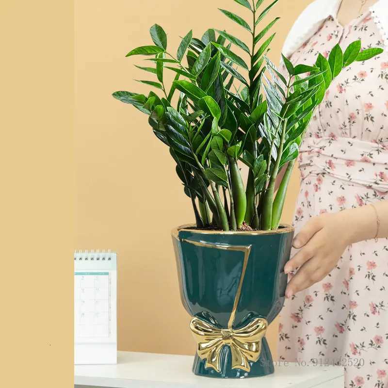 Luxury Butterfly Orchid Flower Vase Ceramic Light Special Pot Home Decor Green Orange Red White Grey Blue Bouquet 1Pc C251124