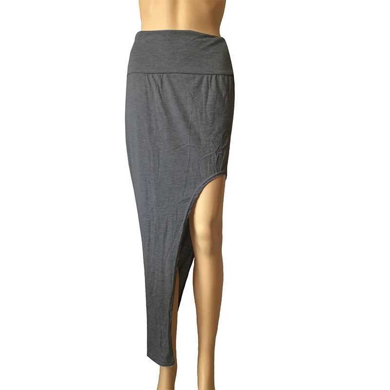 Fashion Split Skiing Womens Sexy Long Style Sexy Open Split Skiing Long Style High Waist High Seam Maxi Ski Black M250424