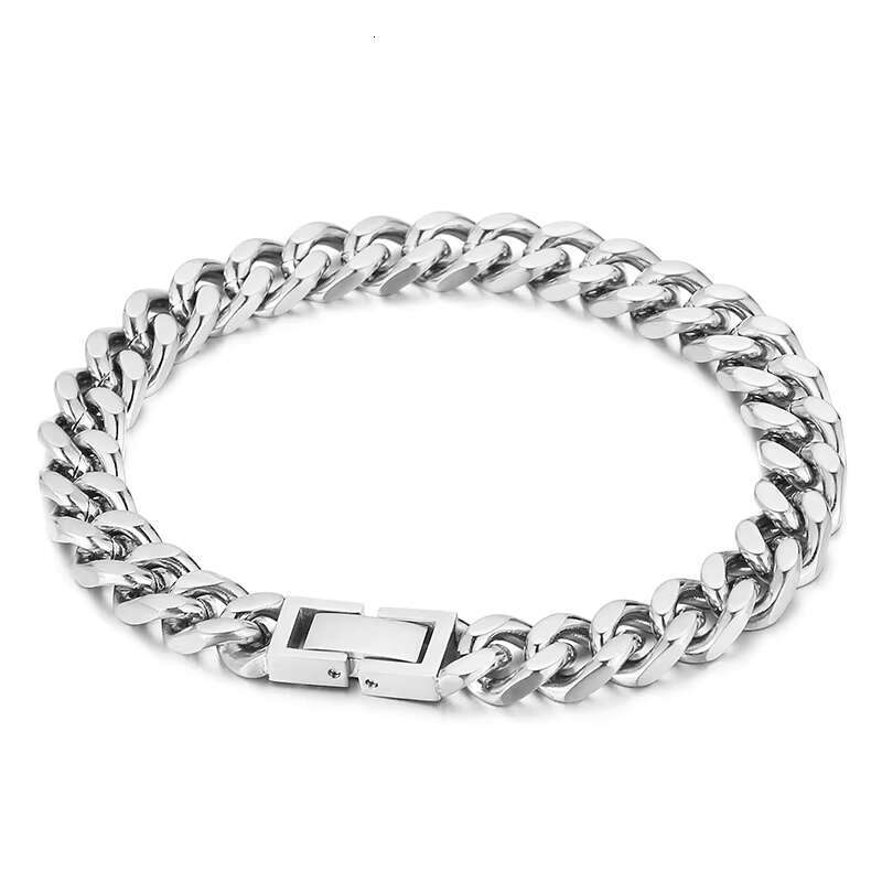 KALEN 20cm Fashion Mens Gold Silver Plated Stainless Steel Cuban Link Bracelet
