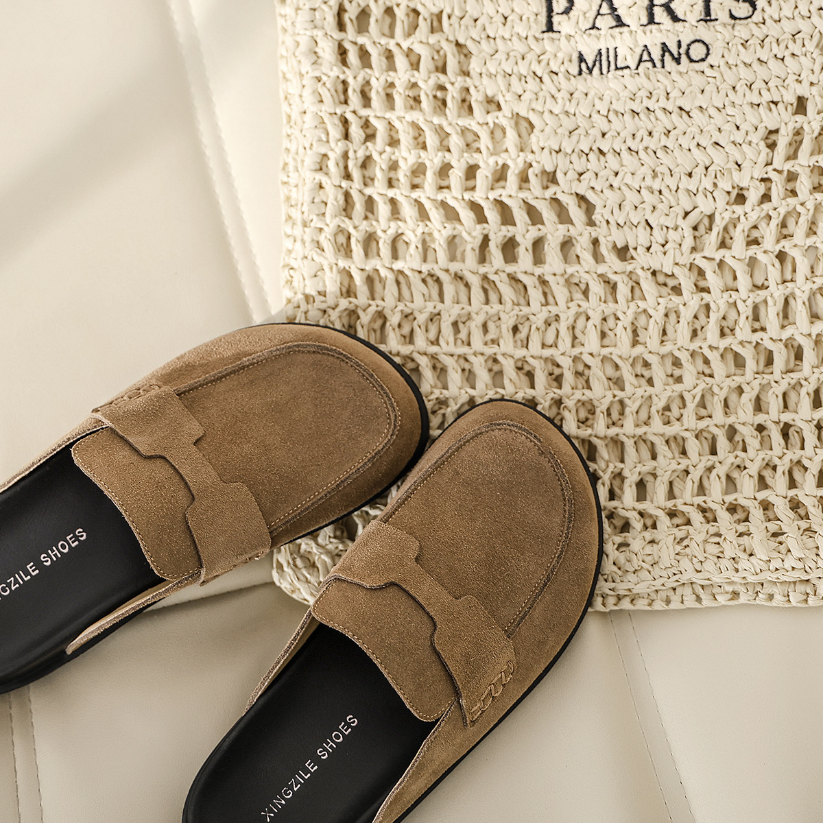 Designer Mule Slippers Wrapped Loafers Clogs Sandals Flat High Quality Fashion Winter Summer Shoes Suede Genuine Leather Slide Beach Women Men designe