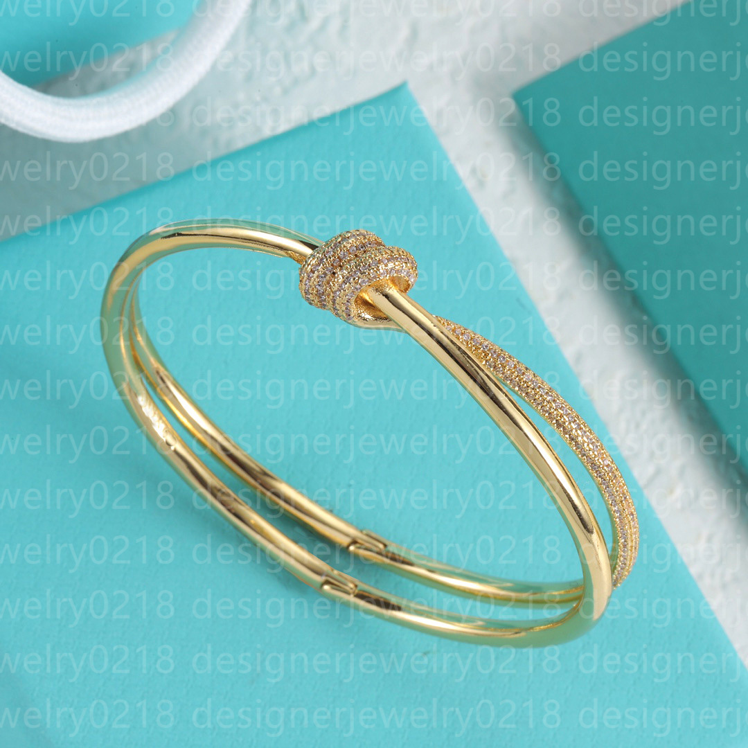 designer bracelet luxury bangle Designer jewelry Double Line Rope Womens Minority 18K Gold Silver Shining Crystal Diamond Bangles luxury Jewelry
