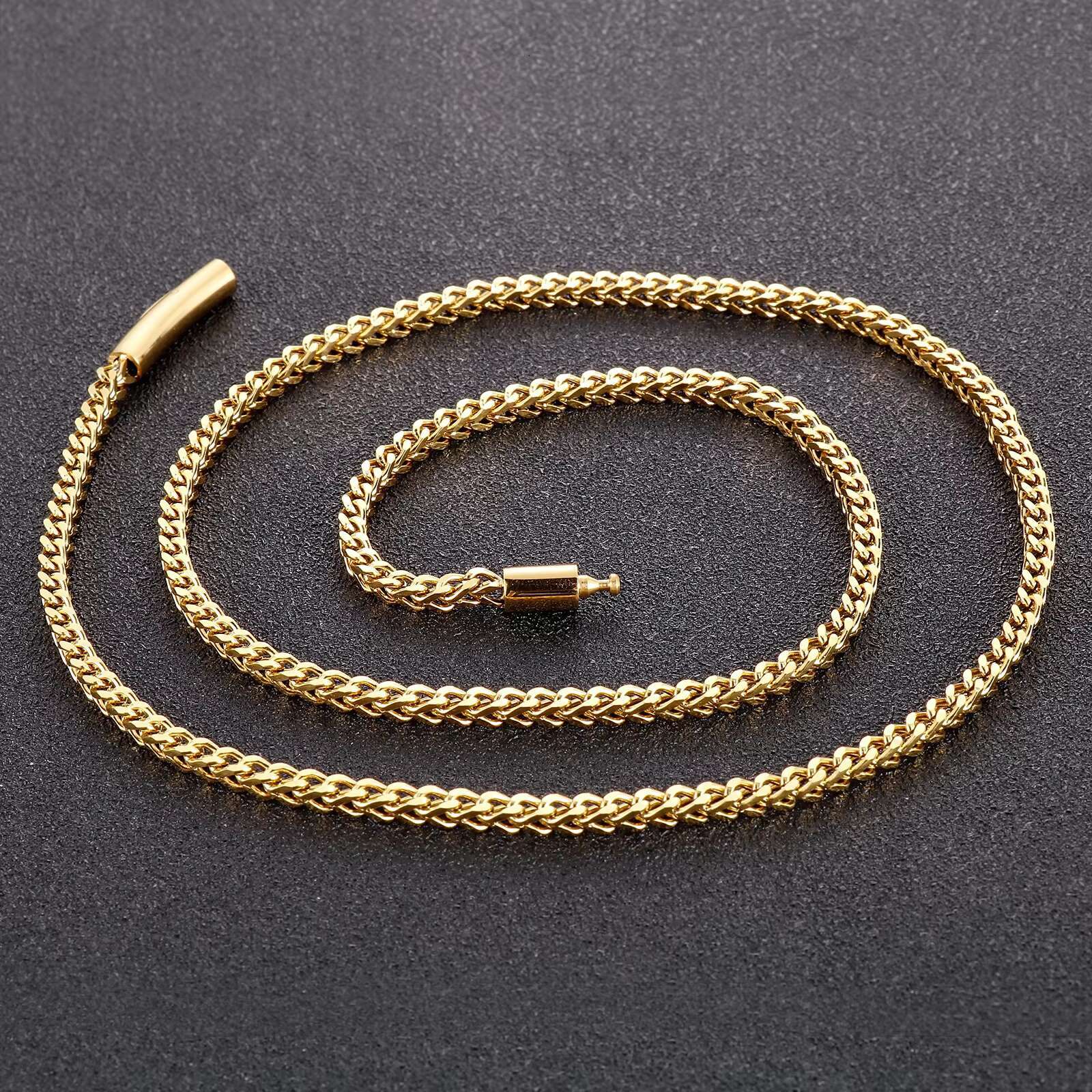 Personalized Stainless Steel Engrave Necklaces Mens Hip Hop Miami Cuban Link Chains Viking Franco Chain 18k Gold Necklace