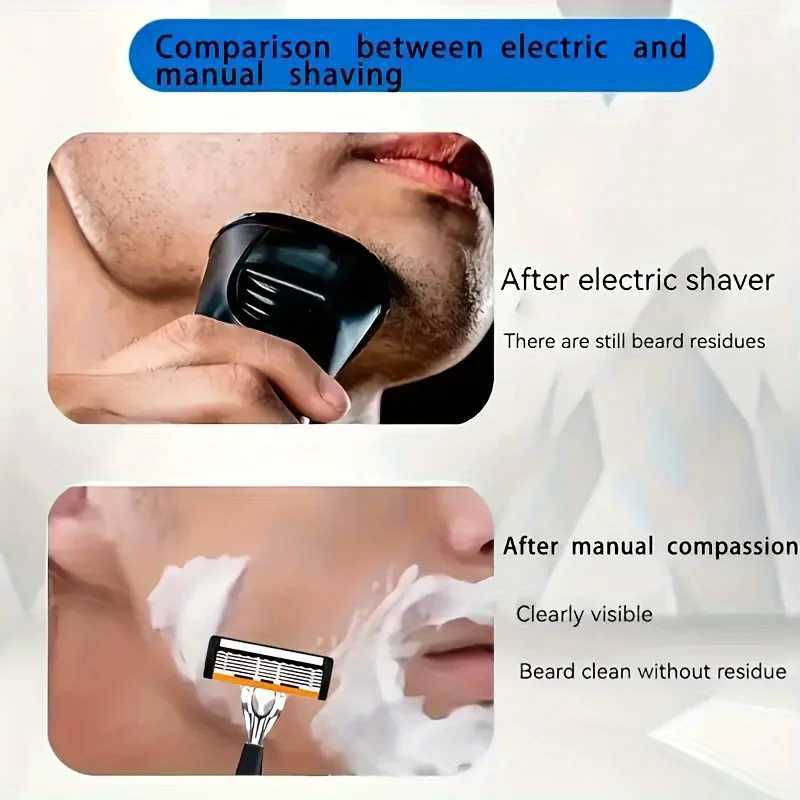 6 Layers Shaver Razor 1 Razor Holder 6 Blades Head Cassette Shaving Razor Set Blue Body Face Hair Removal Knife Women Men L251124