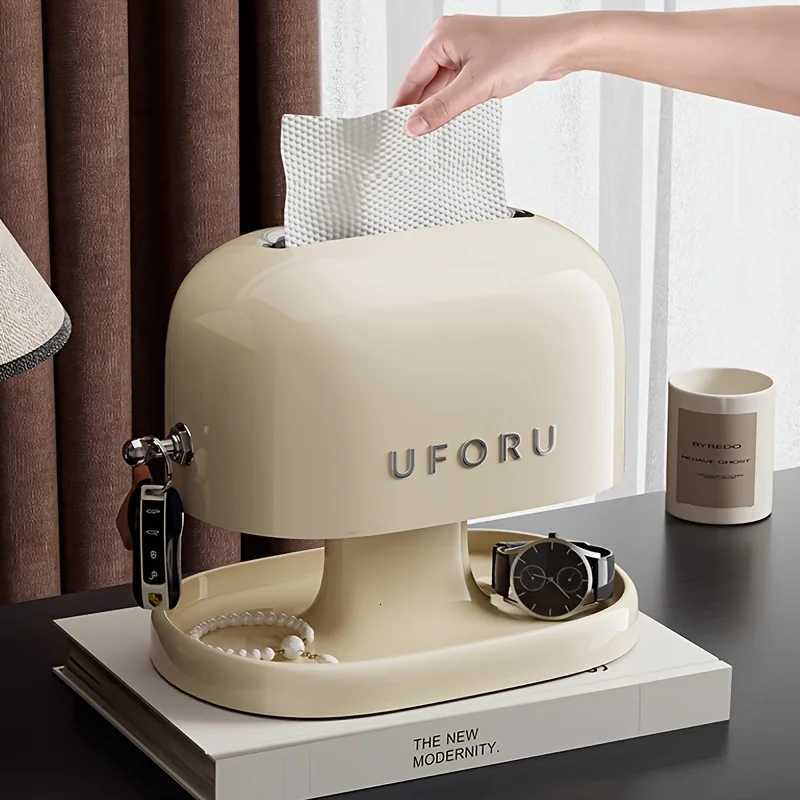 1pc Retro Tissue Box Double-layer Tissue Boxwith Storage Tray Jewelry Watch Organizer Home Living Room Desktop Napkin containerM251124
