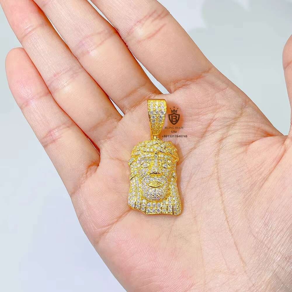Wholesale Price Ready to Ship Jesus Head Mens Silver Only Vvs Mossinate Diamond Pendant
