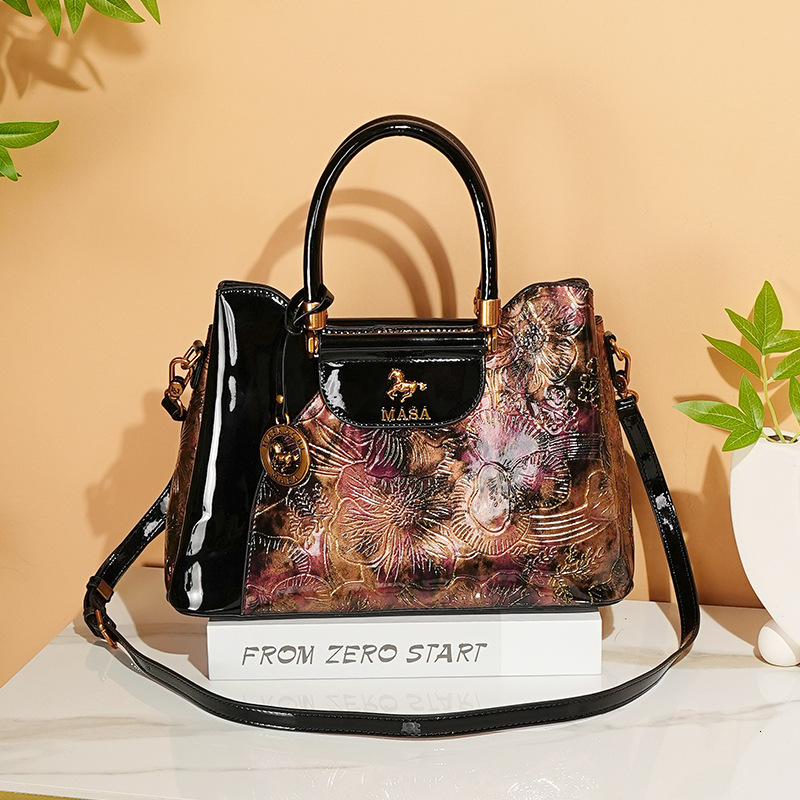 Massa Handbag New Large Capacity Fashionable Glossy Printed High-End Feeling Single Shoulder Crossbody Women's Tote Bag
