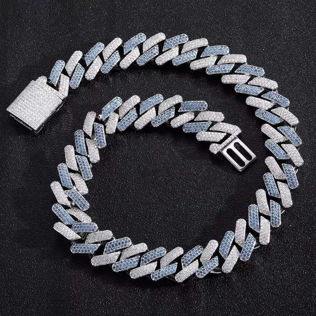 BES 20MM Hip Hop Jewelry Fashion Men Real Gold Plated Zircon Diamond Luxury Iced Out Cuban Link Chain Bracelet Necklace Hip Hop