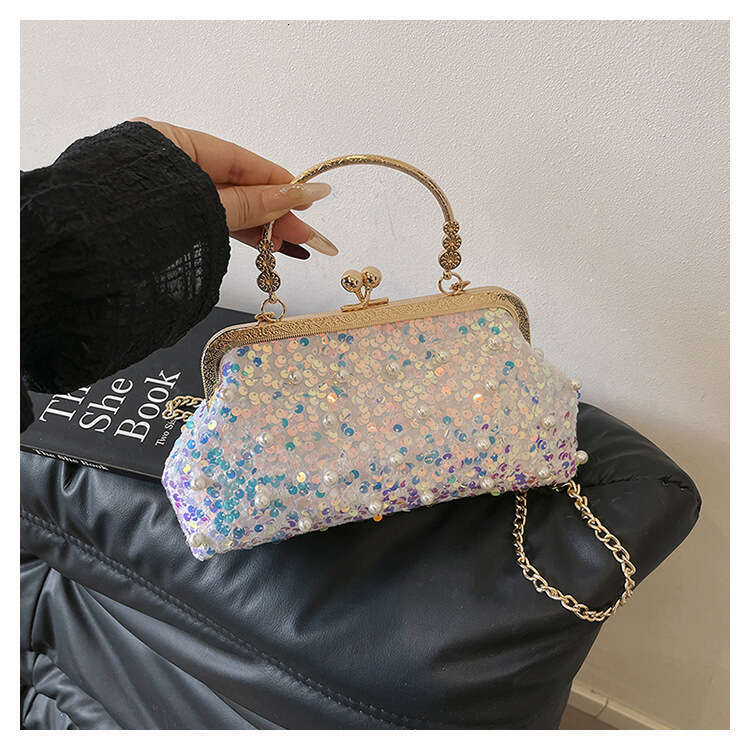Glitter Women's Dinner 2025 New Street Trend Shell Fashion Chain Hand-Held Crossbody Bag