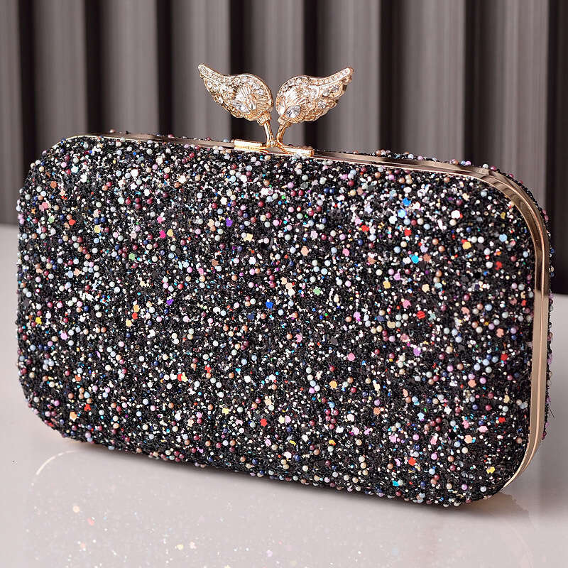 Dinner Bag Pearl Sequin Dinner Wing Decoration Dress Bag Black Diamond Inlaid Cheongsam Bag KQ