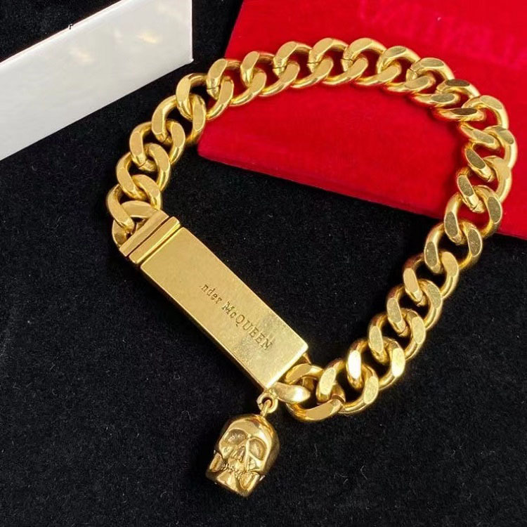 2025 New Vintage Gothic Brass Adjustable Twist Chain Bracelet with Skull Rectangular Pendant & Engraved Letter Charm for Men and Women