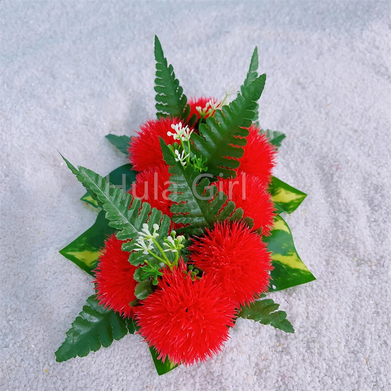 Classic Hawaiian Red Lehua Leaf Hair Clips for Women Tropical Flower Headware Party Decorations Hula Dance Hair Accessories 250420