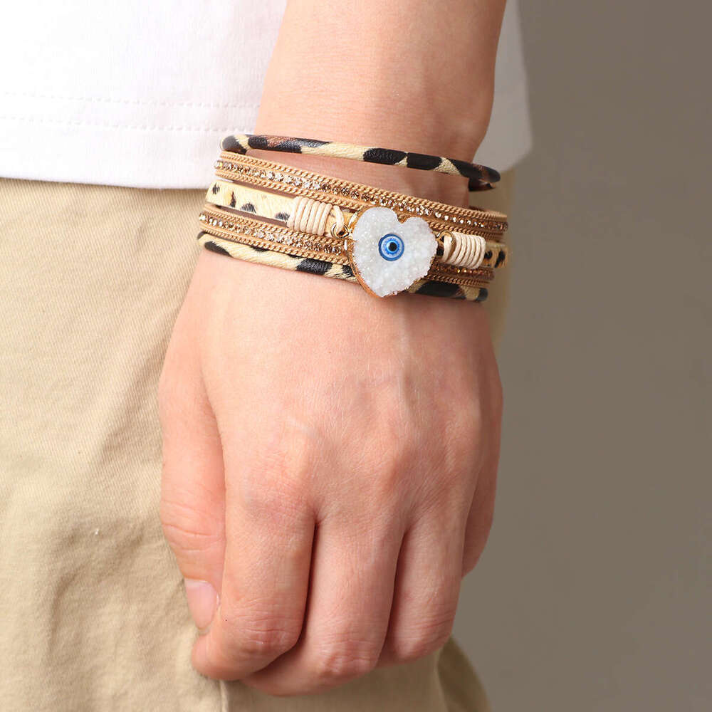 Fashionable New Women's Bohemian Love Dia Magnetic PU Artificial Leather Soft Bracelet