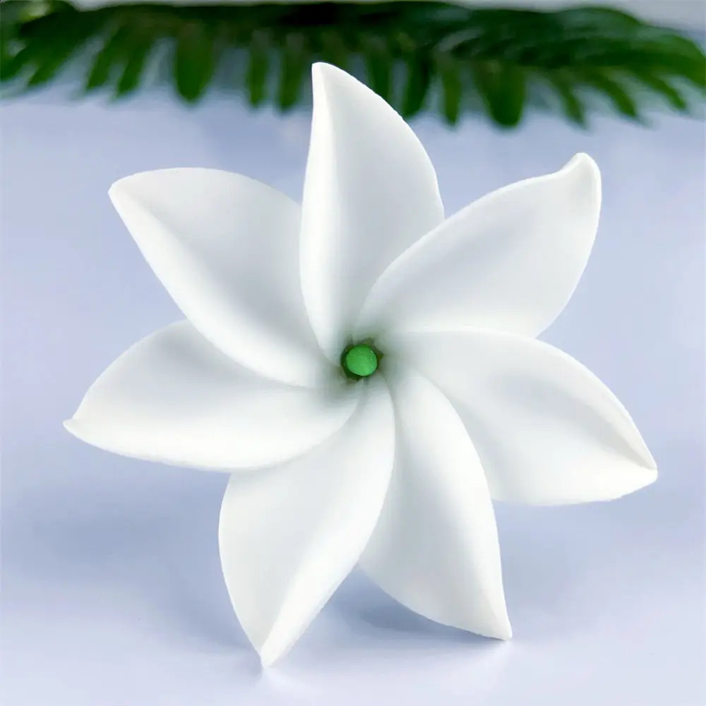 10pcs White 8cm Roll-edged 7-petal Foam Tiare Flower Hair Pick Tahiti Gardenia Ear Flower Hula Wedding Party Hair Accessories 250420