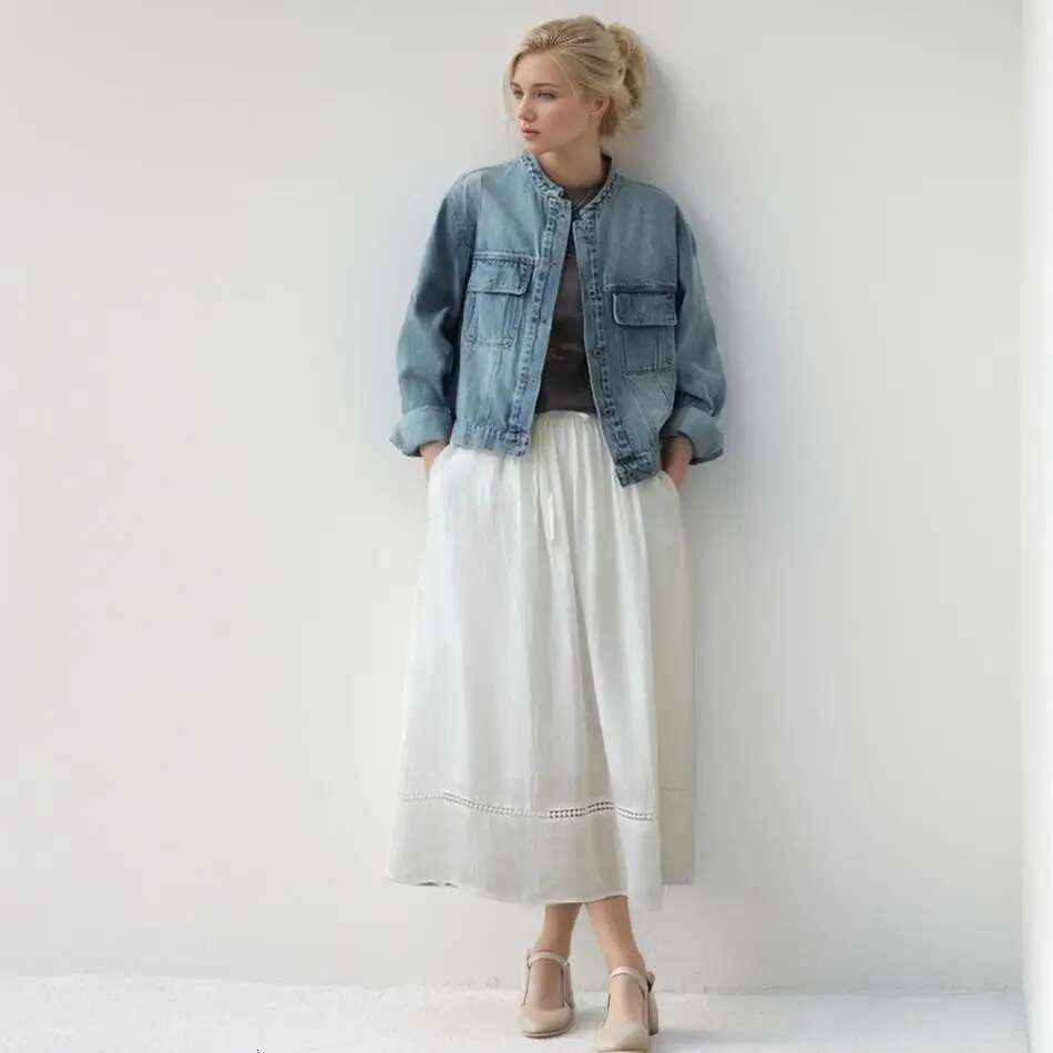 Designer Clothes Dimanaf Women Jacket Denim Button Solid Pockets Cardigan Female Loose Autumn Winter Short Coat