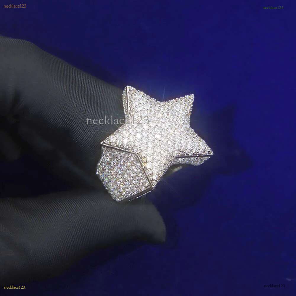 Custom with GRA Certified Certificate Sterg Sier Iced Out Hip hop Star VVS Moissanite Cuban k Ring Mens