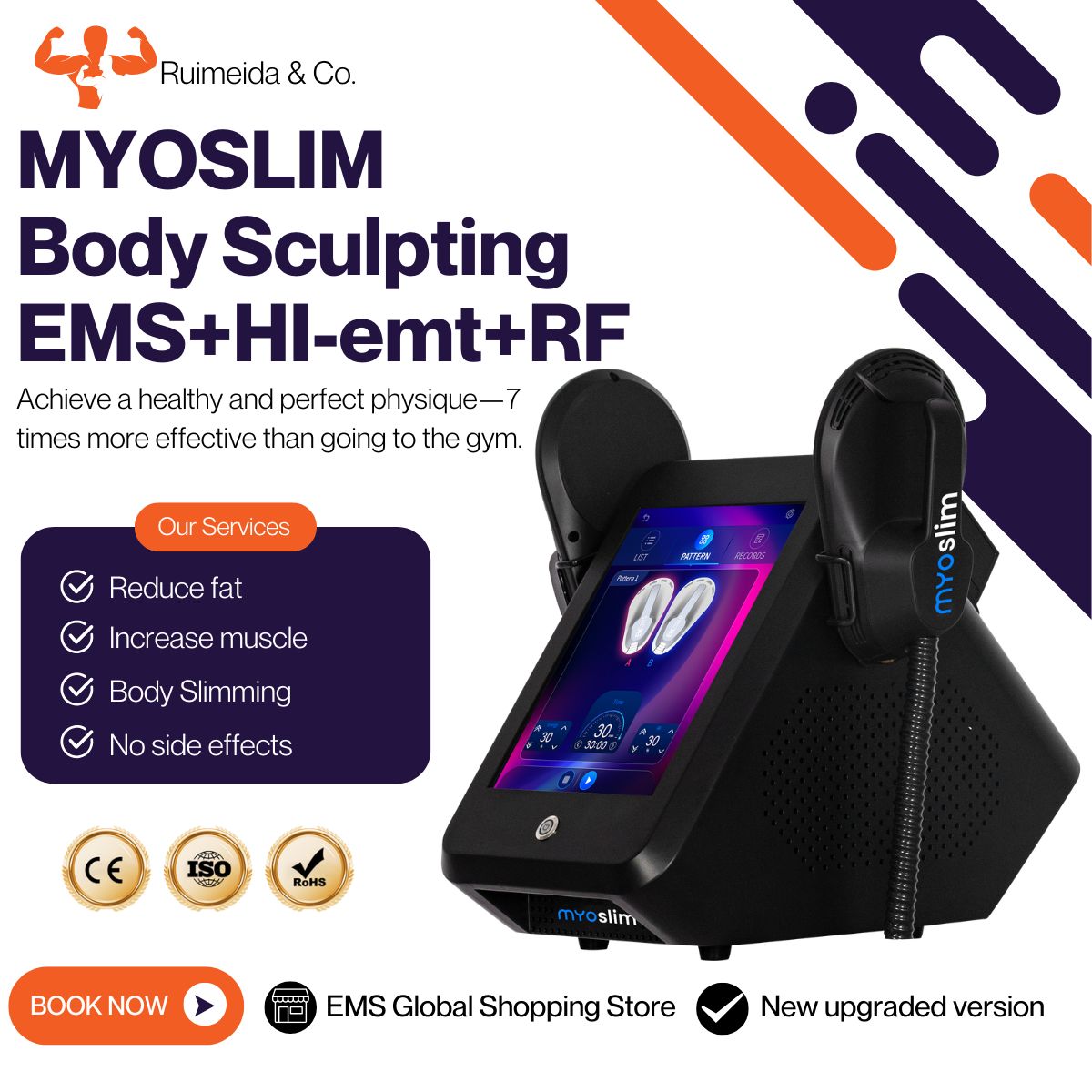 EMS Body Slimming Body Contouring Machine Users Muscle Building Fat Reduction With HI-emt RF MYOSLIM Tone Buttocks Improve Device