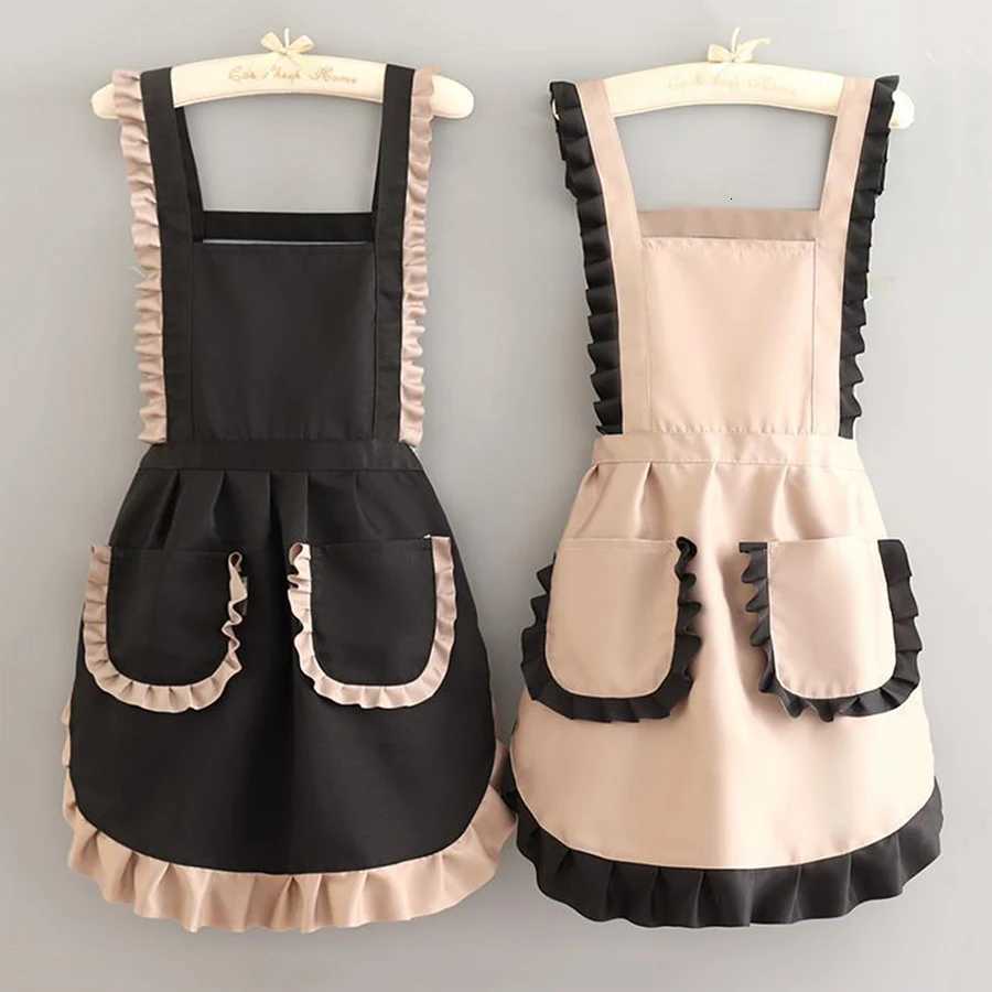 1Pc Stylish Korean Fashion Apron Princess Apron Canvas Dining Apron with Pockets Polyester Apron for Women Simple C251124