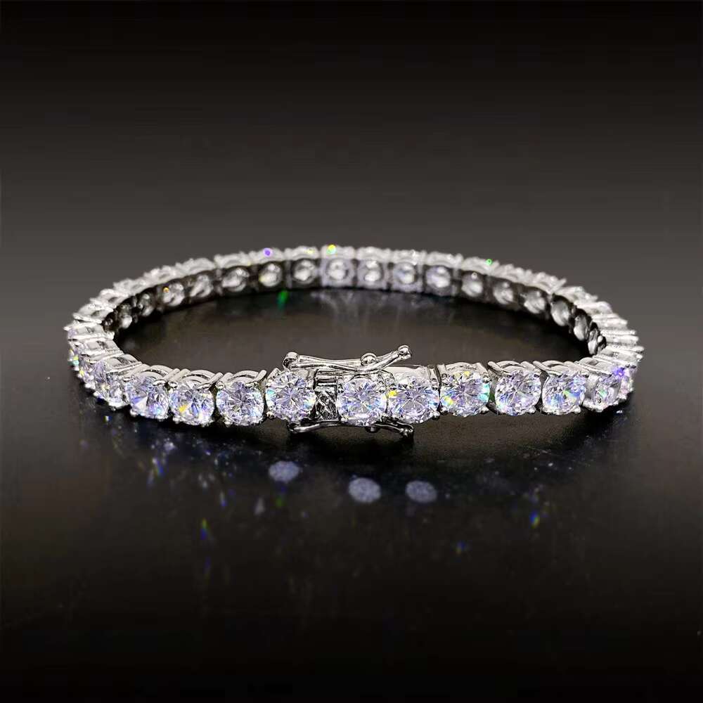 Pass Tester Diamond Hip Hop Bling Jewelry 925 Sterling Silver VV 3.0mm Moissanite Tennis Chain Bracelet