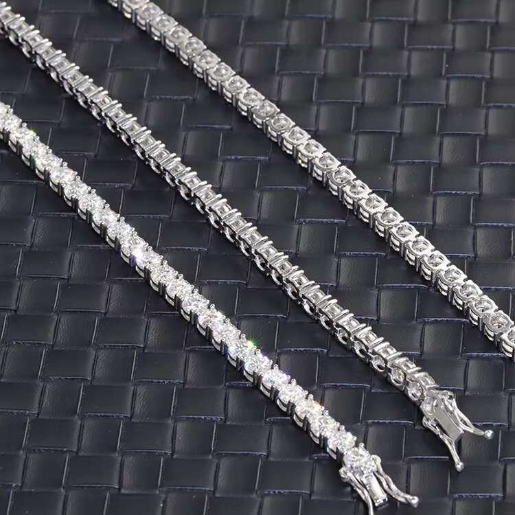 RTS Wholesale Price Tennis Bracelet 925 SILVER Vvs Moissanite Tennis Chain 2mm Moissanite Tennis Bracelet