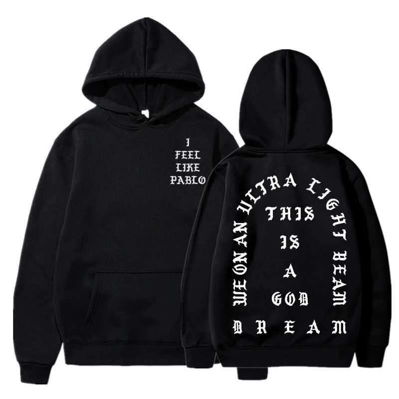 I Feel Like Pablo Hoodies Men Fashion Letter Graphic Printed Sweatshirts Women Cool Casual Harajuku Hooded Pullover Oversized M251124