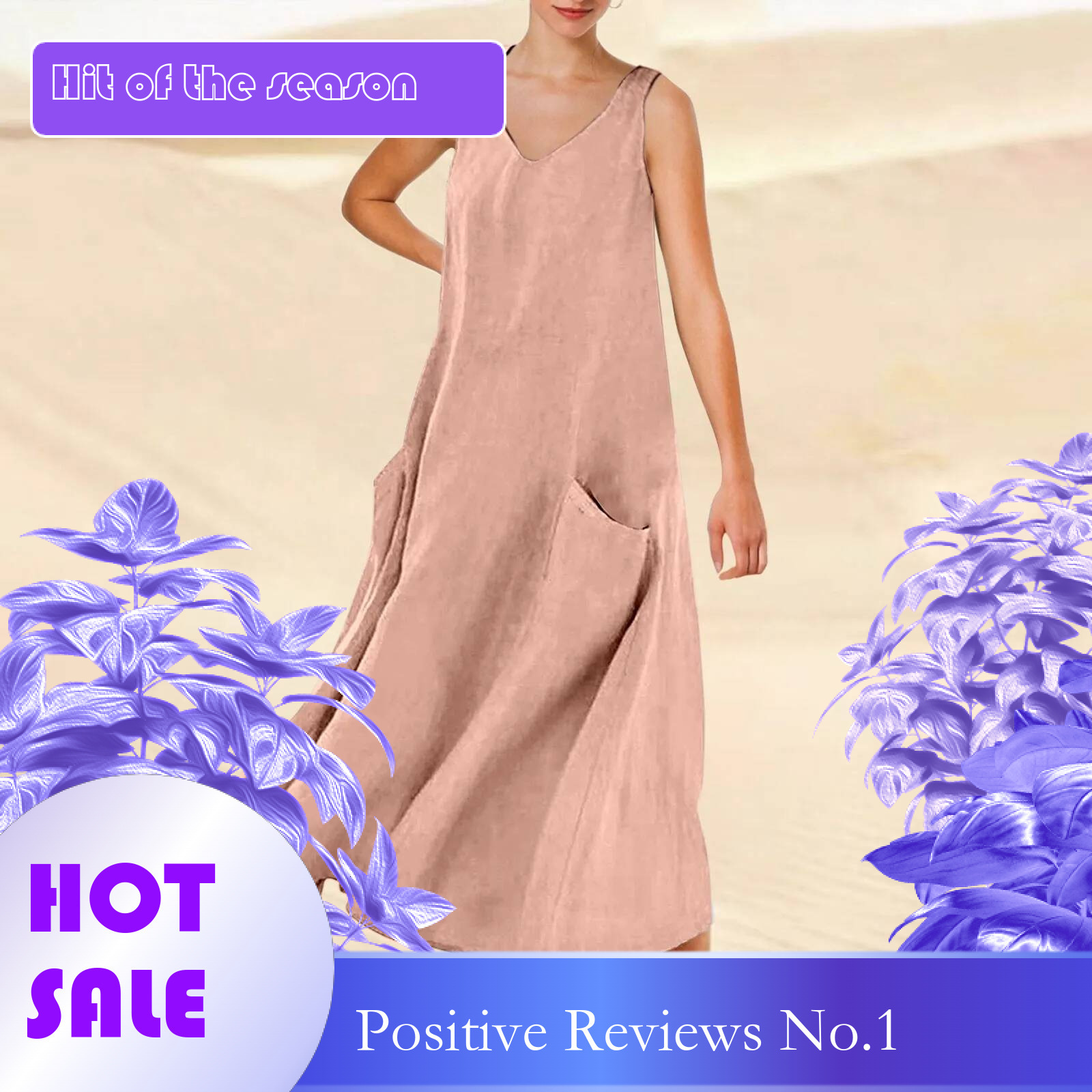 Dongdumaoyi Women S Sundress V Neck Long Dress With Pocket Solid Cotton Linen Summer Causal Loose Sleeveless Beach T Shirt