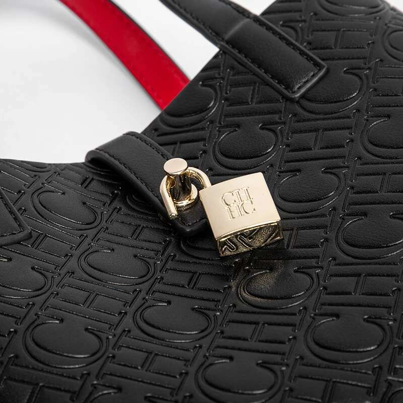 CHCH Crossbody 2025 New PU Steel Print Emed Mother And Child Shopping Bag Strap Detachable Black Wallet