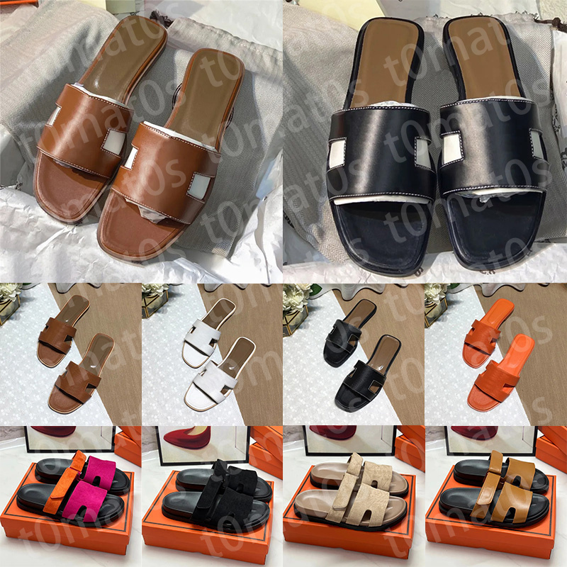 Free shipping 2025 designer sandals women slides flat slippers triple black white brown pink blue Fashion ladies sandal leather slipper womens sliders