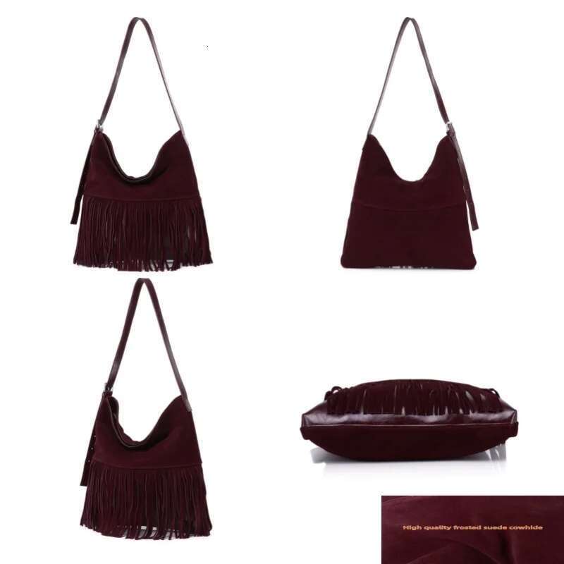 Designer Bag New Genuine Leather Frosted Anti Veet Tassel Bucket Bag, Fashionable Handbag Shoulder Crossbody Bag For Women