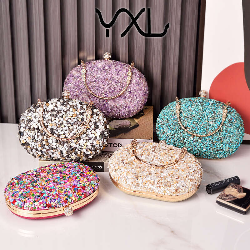 Dinner Bag Diamond Studded Round Evening Dress Handle Qipao Bag Banquet Bag Bags KQ